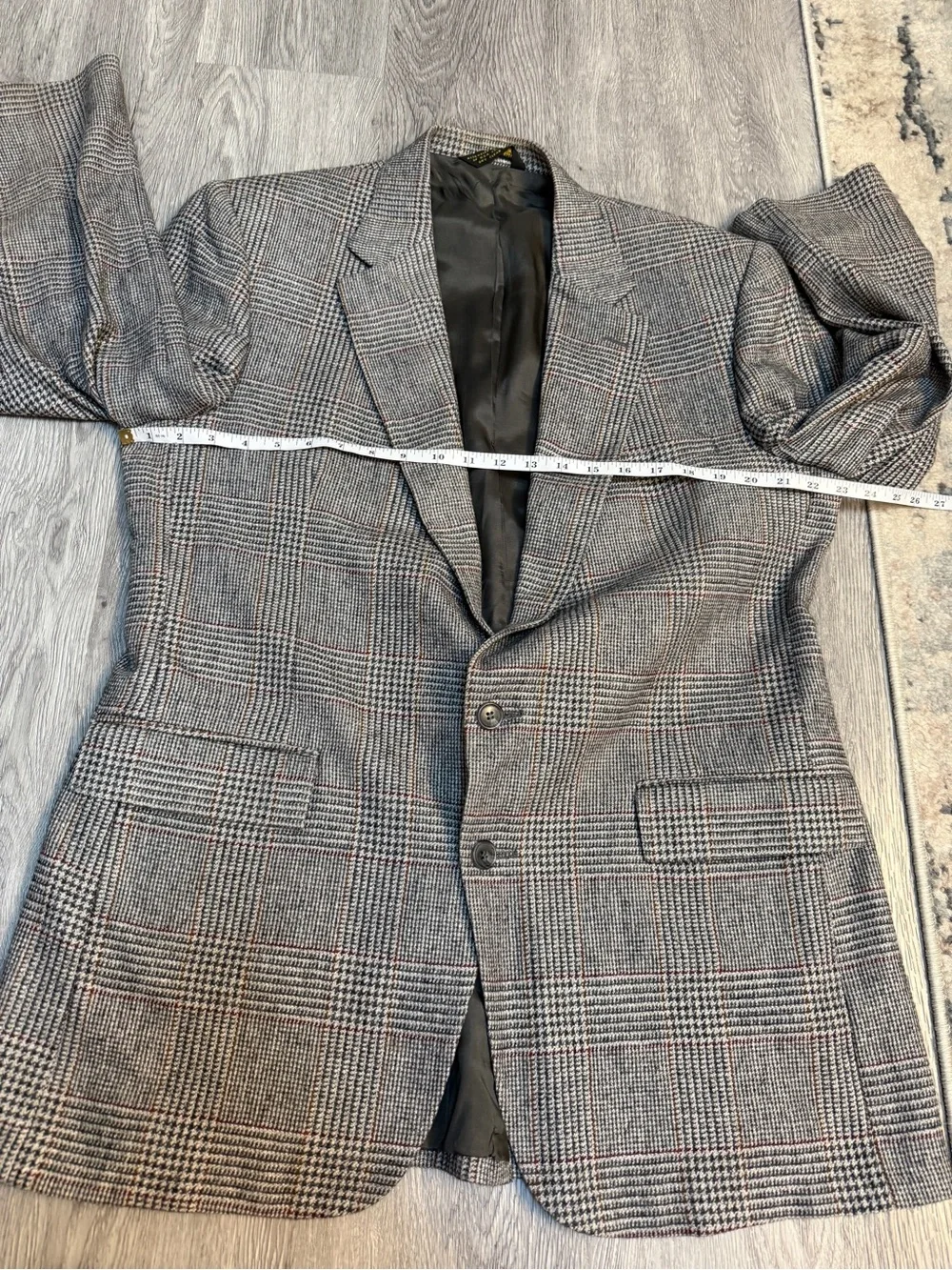 Vtg Oakton Ltd Mens Gray Plaid Blazer Jacket Wool Blend Sport Coat Size 44L